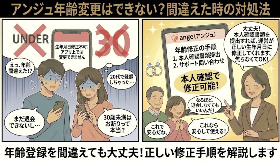 アンジュで年齢を間違えた時の対処法と修正手順を解説するアイキャッチ画像（AI生成イメージ）