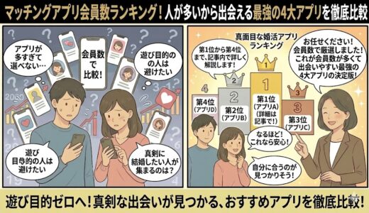 【2026年最新】マッチングアプリ会員数ランキング！ユーザー数が多い4大アプリを徹底比較