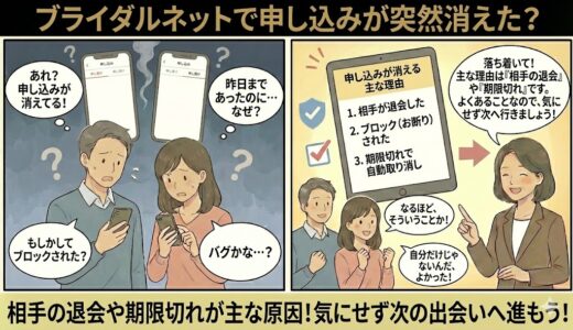 ブライダルネットで申し込みが突然消えた？相手を確認することができない理由とは