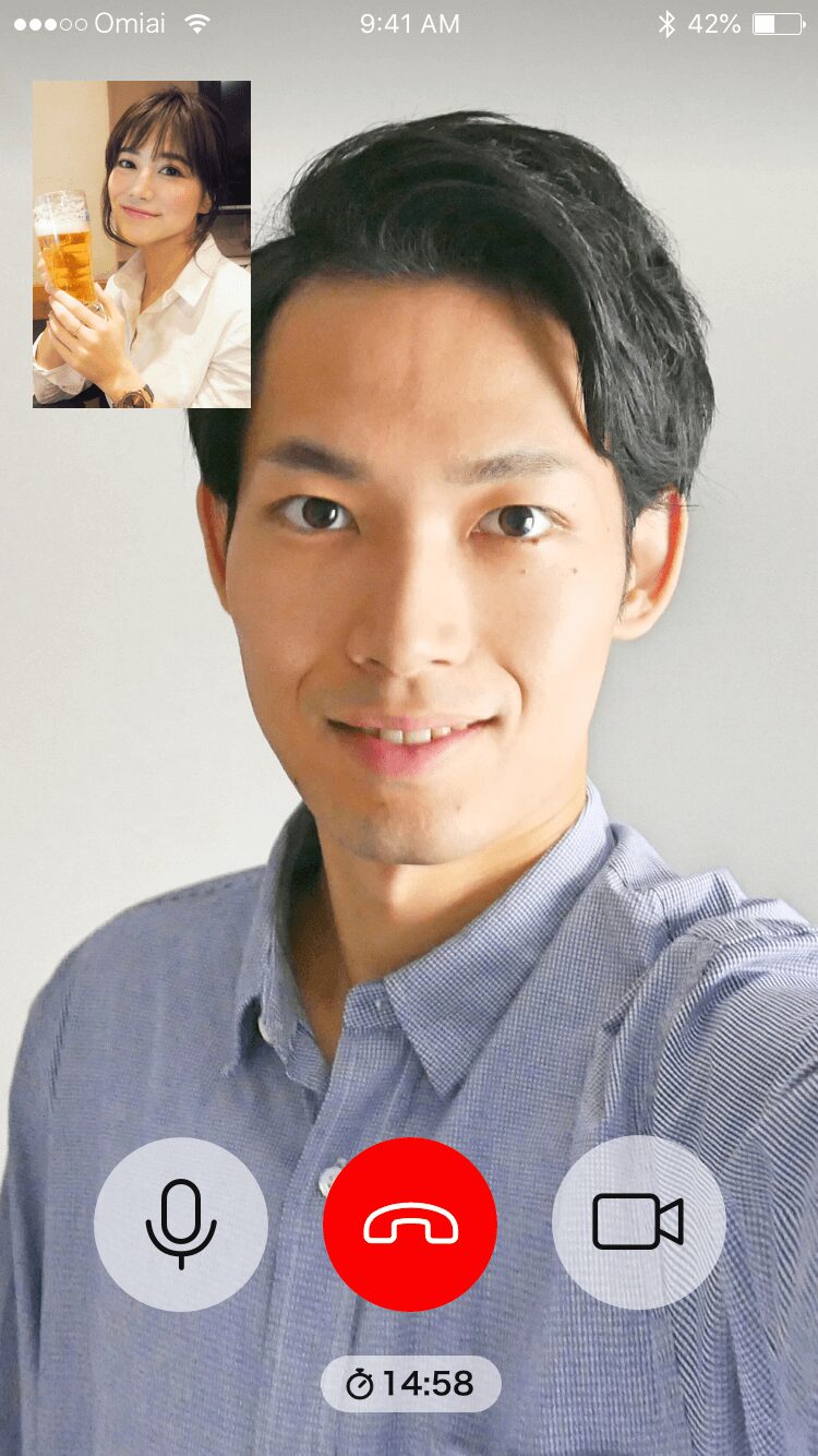 オンラインデート 通話中（男性）
