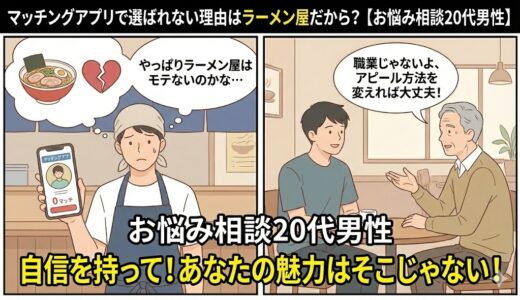 マッチングアプリで選ばれない理由はラーメン屋だから？【お悩み相談20代男性】