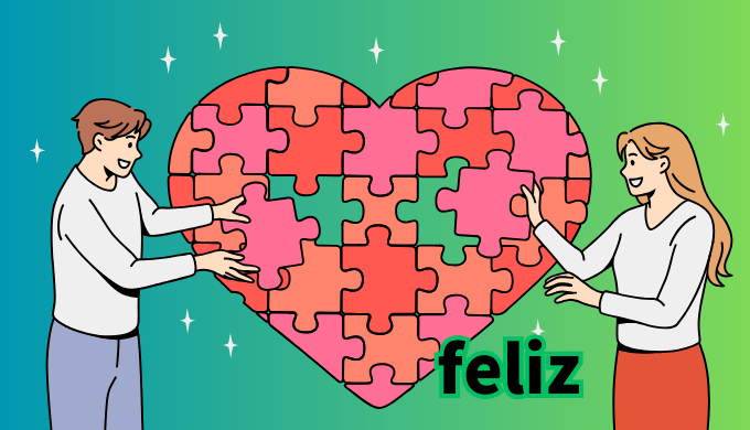 婚活アプリ「feliz」で出会った男女のイラスト