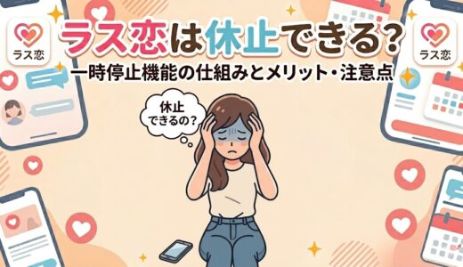 マッチングアプリ『ラス恋』の一時停止機能（休止）について解説する記事のアイキャッチ画像（AI生成イメージ）