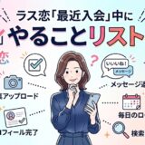 マッチングアプリ「ラス恋」の初心者向け記事のアイキャッチ画像。タイトルは「ラス恋『最近入会』中にやることリスト！」（AI生成イメージ）