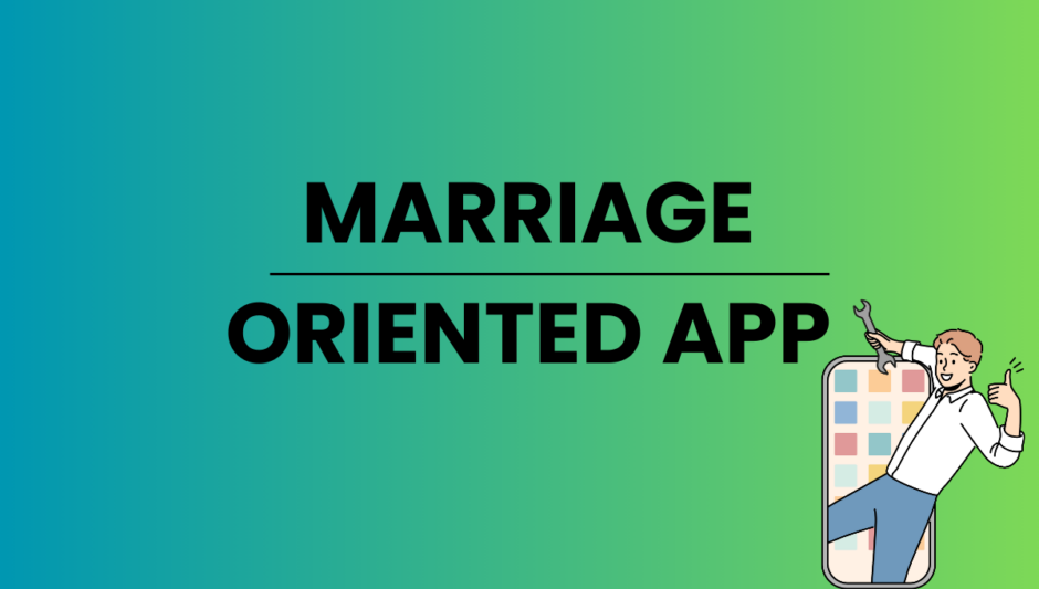 「MARRIAGE ORIENTED APP」真剣度の高い婚活アプリを紹介するイラスト