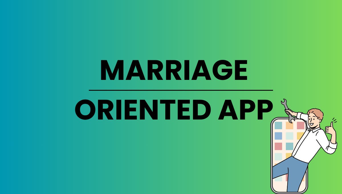 「MARRIAGE ORIENTED APP」真剣度の高い婚活アプリを紹介するイラスト