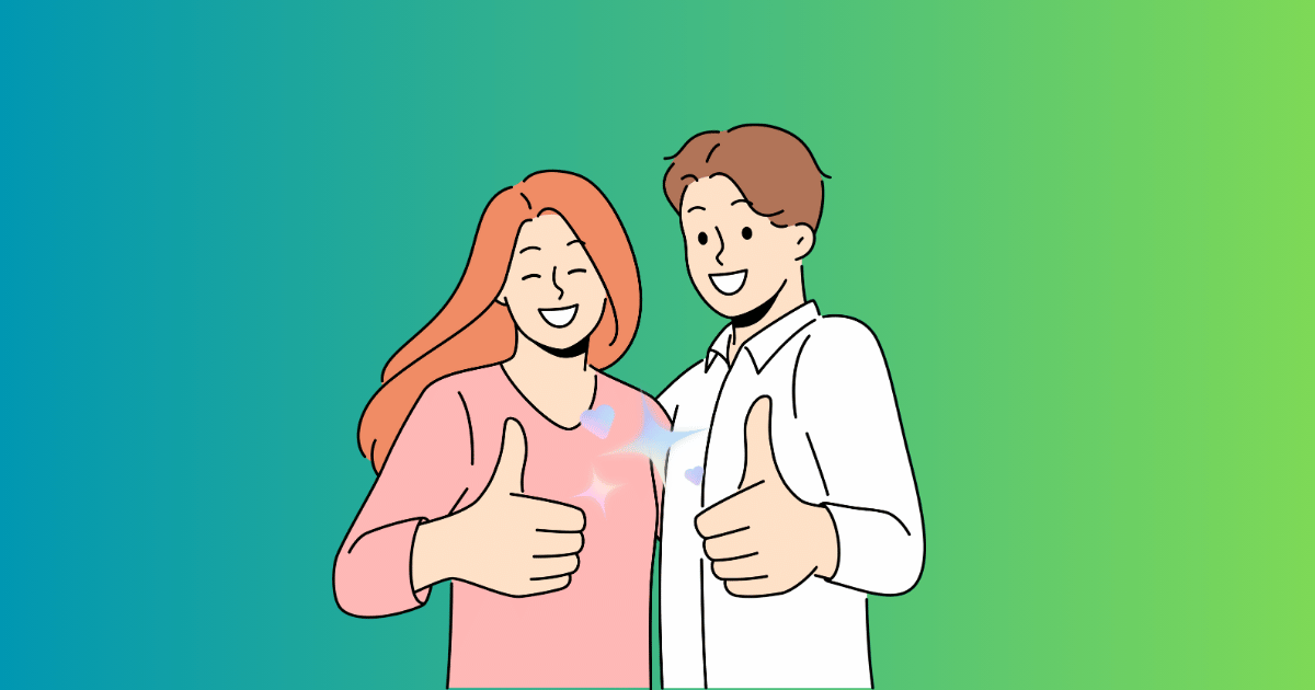 夫婦でグッジョブをしているイラスト