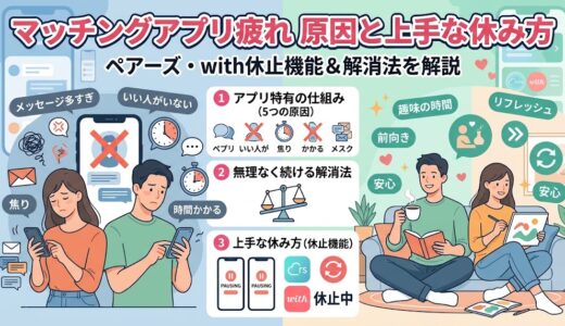マッチングアプリ疲れの原因と上手な休み方の解説画像（AI生成イメージ）
