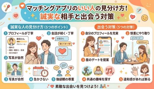 マッチングアプリ良い人の見分け方と対策の図解（AI生成イメージ）