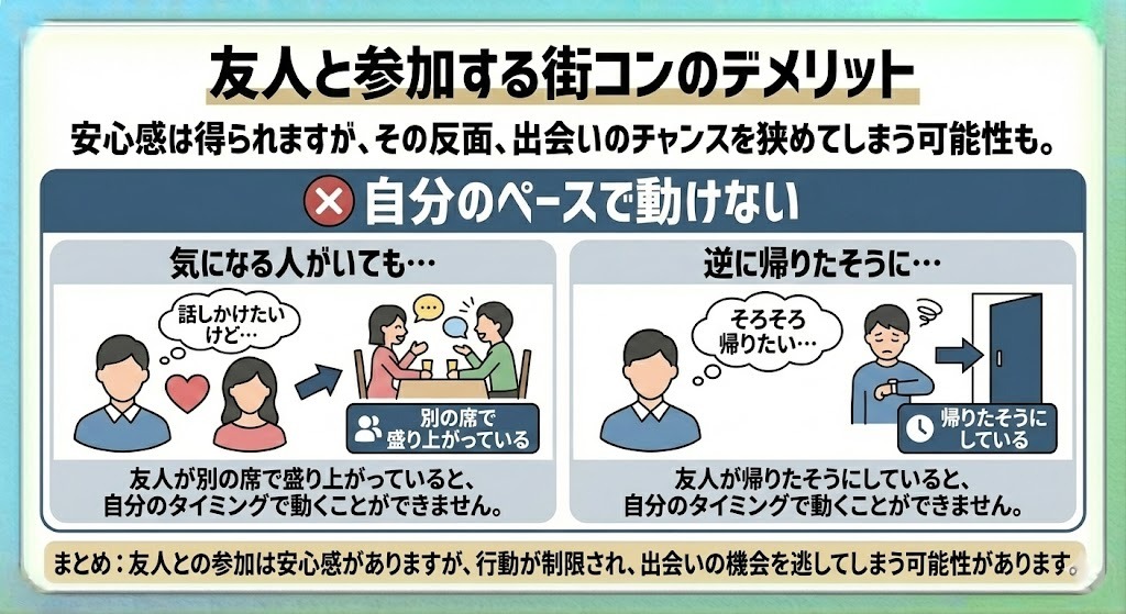 街コンのデメリットを説明した図解