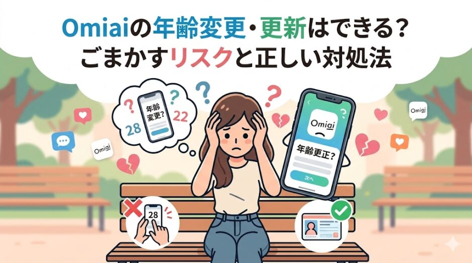 マッチングアプリ『Omiai』の年齢変更・更新に関する悩みと対処法を解説する記事のアイキャッチ画像（AI生成イメージ）