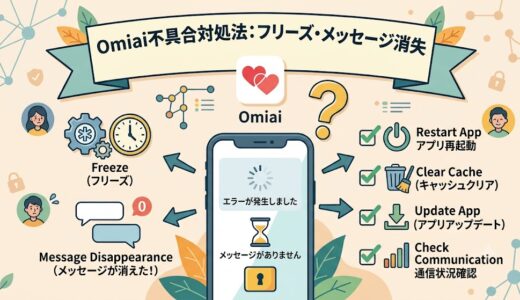 Omiaiアプリで発生するフリーズとメッセージ消失トラブルの解決策をまとめたアイキャッチ画像（AI生成イメージ）