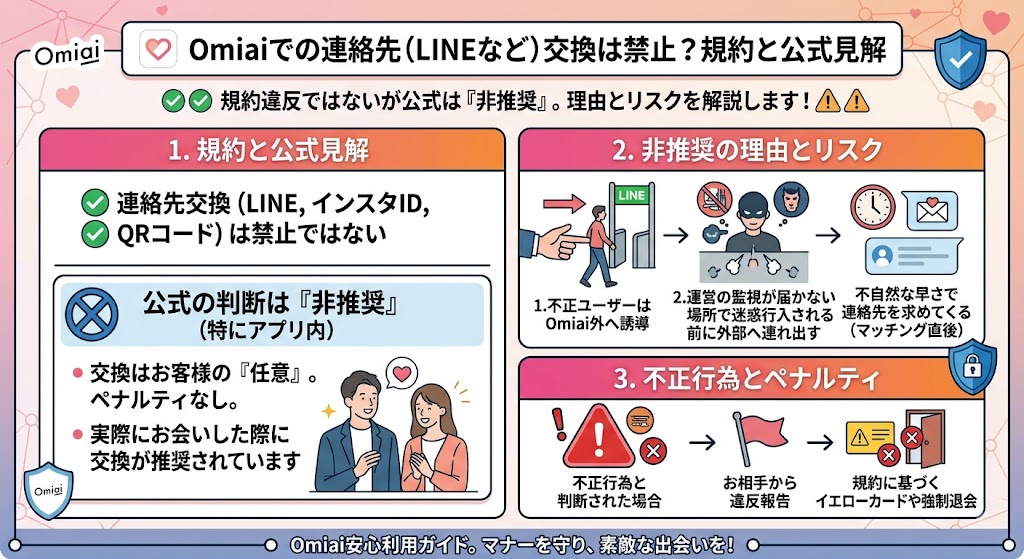 OmiaiでのLINE交換ルール図解(AI生成イメージ)