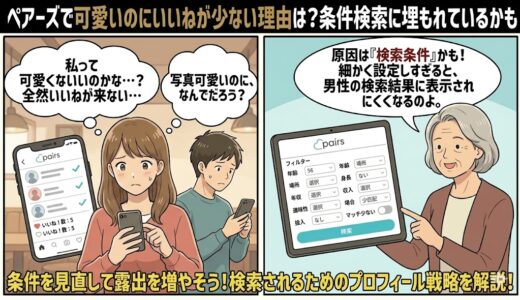 ペアーズで可愛いのにいいねが少ない理由は？条件検索に埋もれているかも