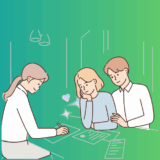 親に婚姻届を書いてもらっているイラスト