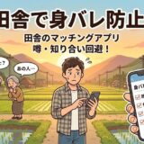 「田舎のマッチングアプリで身バレを防止する方法」を解説するアイキャッチ画像（AI生成イメージ）