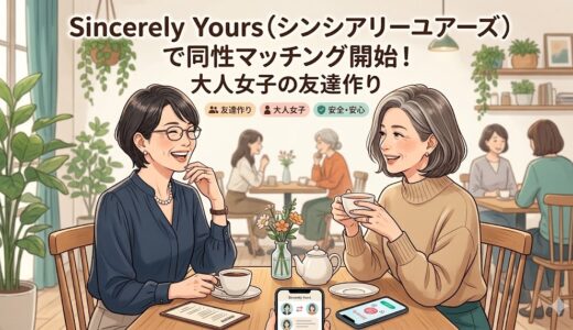 シンシアリーユアーズの同性マッチングで友達作りを楽しむ大人女子のアイキャッチ画像（AI生成イメージ）