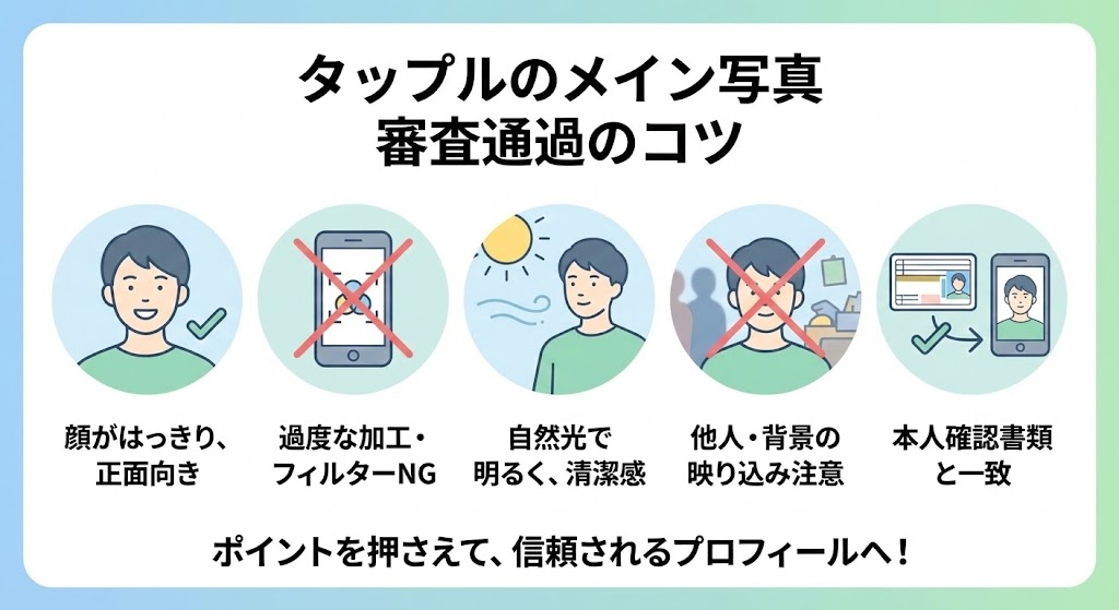 タップルメイン写真の審査経過の図解