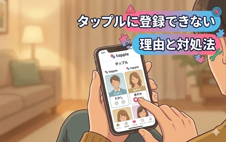「タップルに登録できない理由と対処法」のアイキャッチ画像（AI生成イメージ）