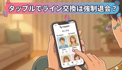 タップルでLINE（ライン）交換をすると強制退会になるのか解説するアイキャッチ画像（AI生成イメージ）