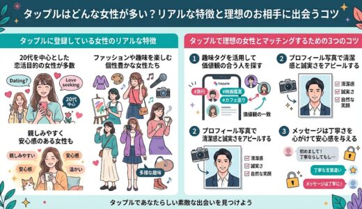 タップルはどんな女性が多い？リアルな特徴と理想のお相手に出会うコツ