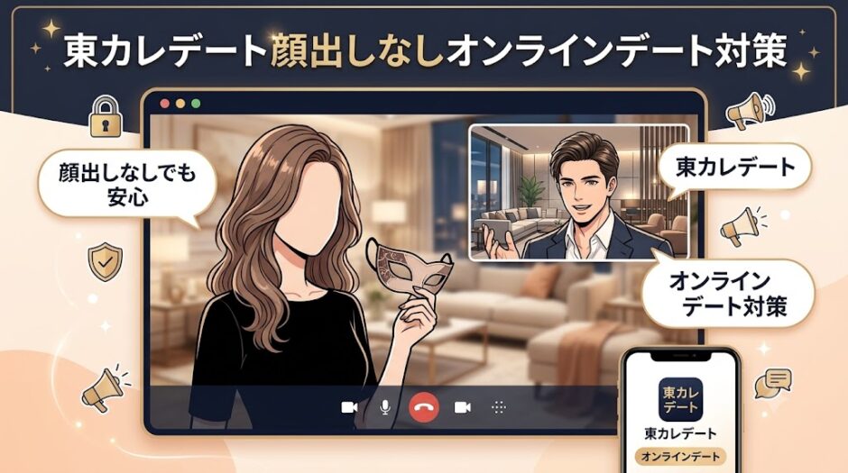 東カレデートでの顔出しなしオンラインデート対策を解説する記事のイメージ画像（AI生成イメージ）