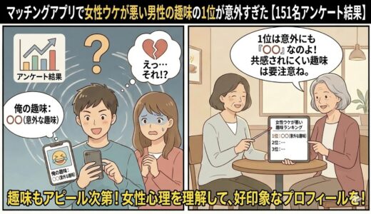 マッチングアプリで女性ウケが悪い男性の趣味の1位が意外すぎた【151名アンケート結果】
