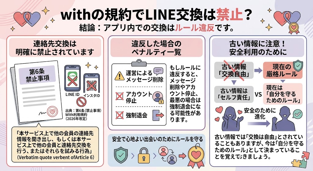 withの規約でLINE交換は禁止について解説（AI生成イメージ）