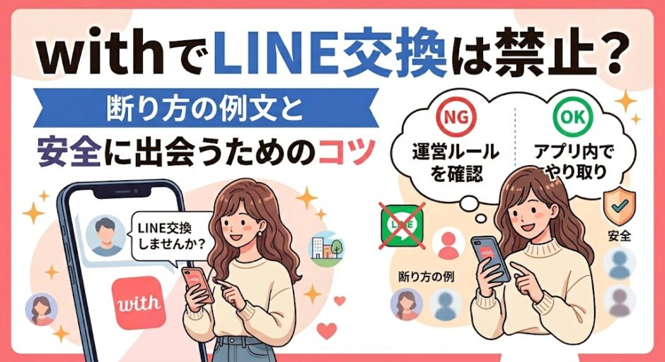 withのLINE交換事情と安全な出会い方の解説画像（AI生成イメージ）