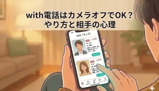 マッチングアプリ「with」の通話機能でカメラオフにするやり方と相手の心理を解説するアイキャッチ画像（AI生成イメージ）